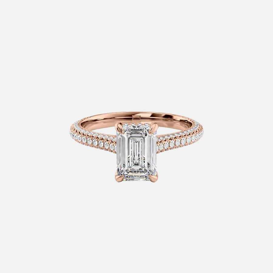  The Rachel Emerald Moissanite Ring 14k Rose Gold 001
