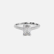  The Rachel Emerald Moissanite Ring 14k White Gold 001