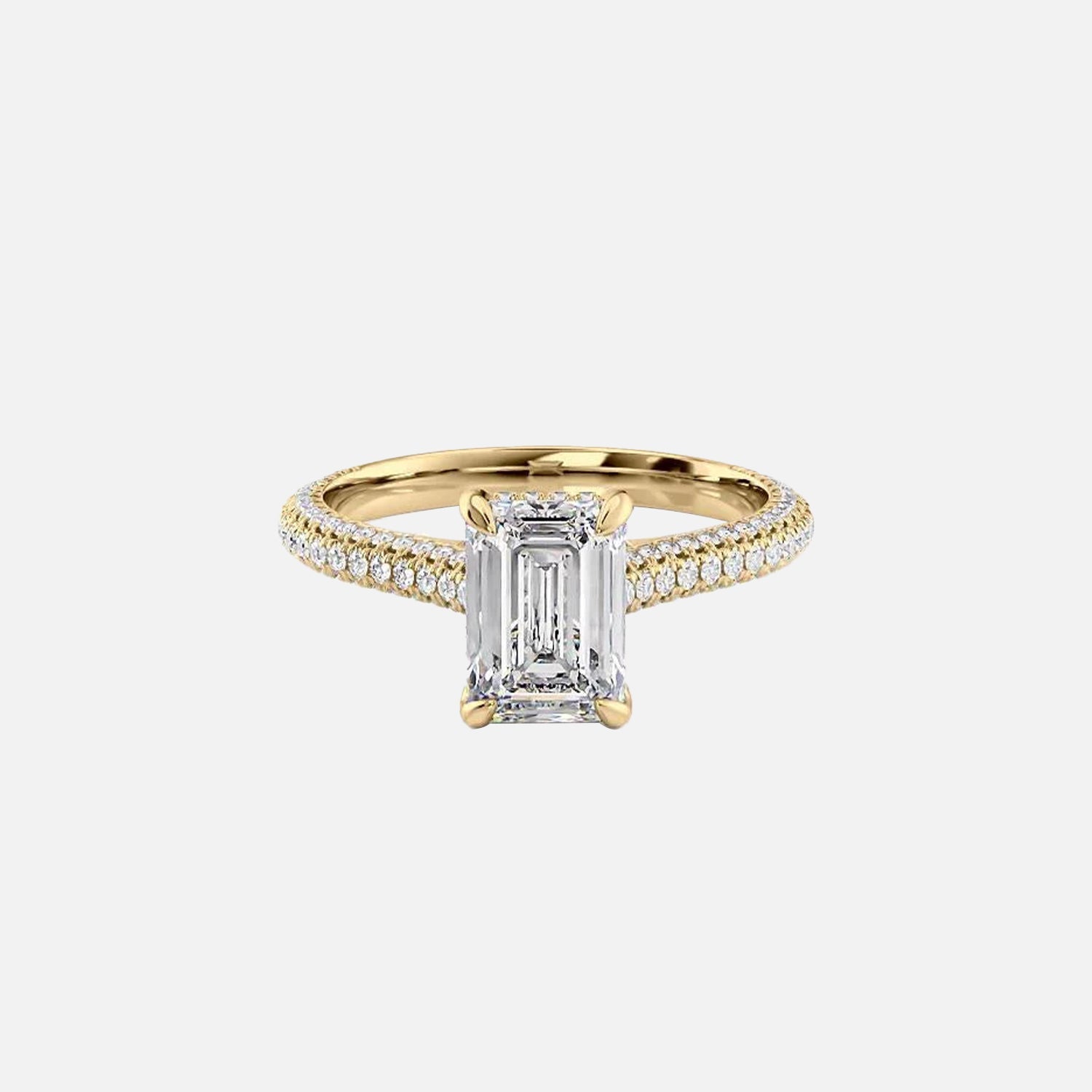 The Rachel Emerald Moissanite Ring 14k Yellow Gold 001