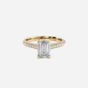 The Rachel Emerald Moissanite Ring 14k Yellow Gold 001