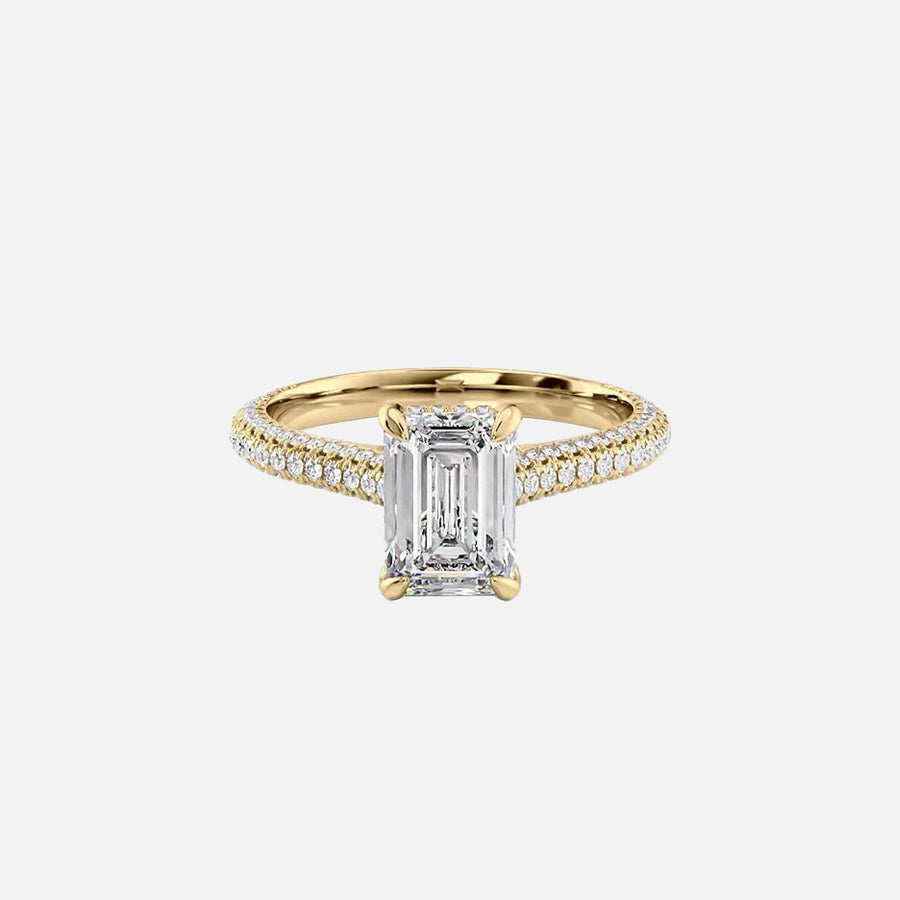  The Rachel Emerald Moissanite Ring 18k Yellow Gold 001