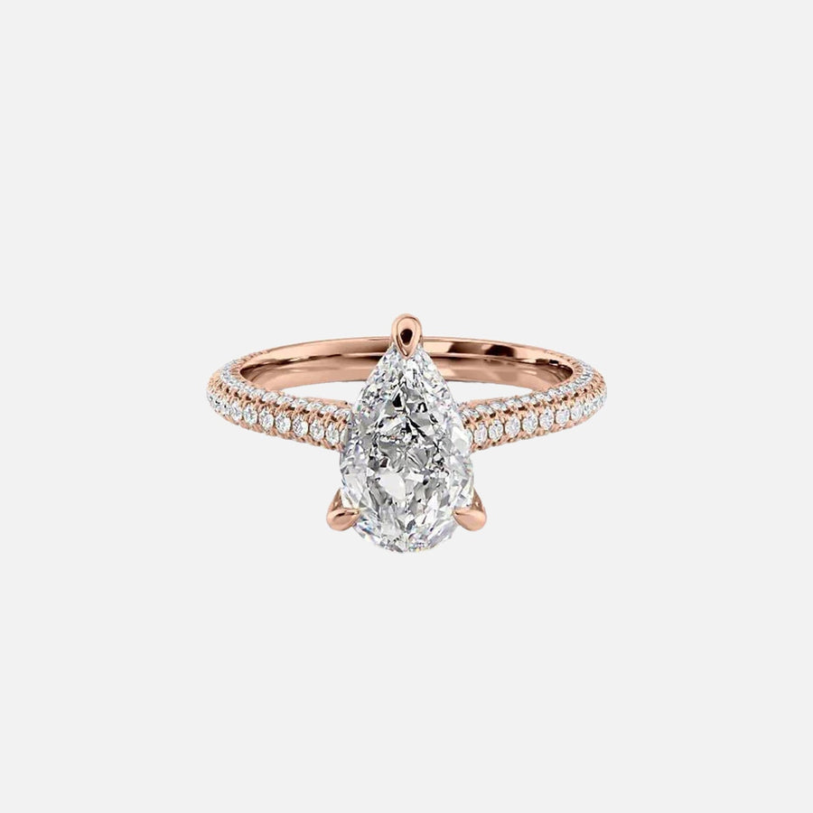  The Rachel Pear Moissanite Ring 18k Rose Gold 001