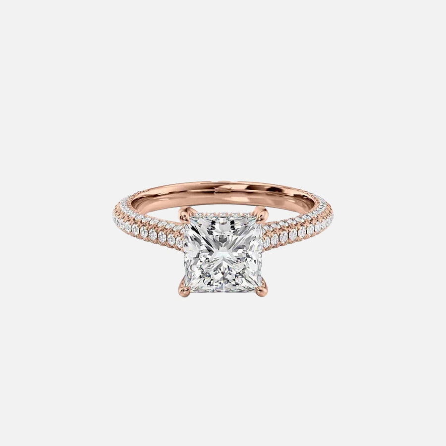  The Rachel Princess Lab Diamond Ring 14k Rose Gold 001