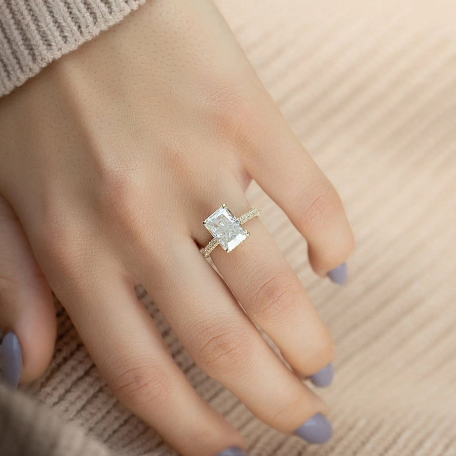  The Rachel Radiant Moissanite Ring 14k Yellow Gold 003