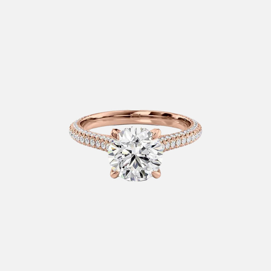  The Rachel Round Lab Diamond Ring 14k Rose Gold 001