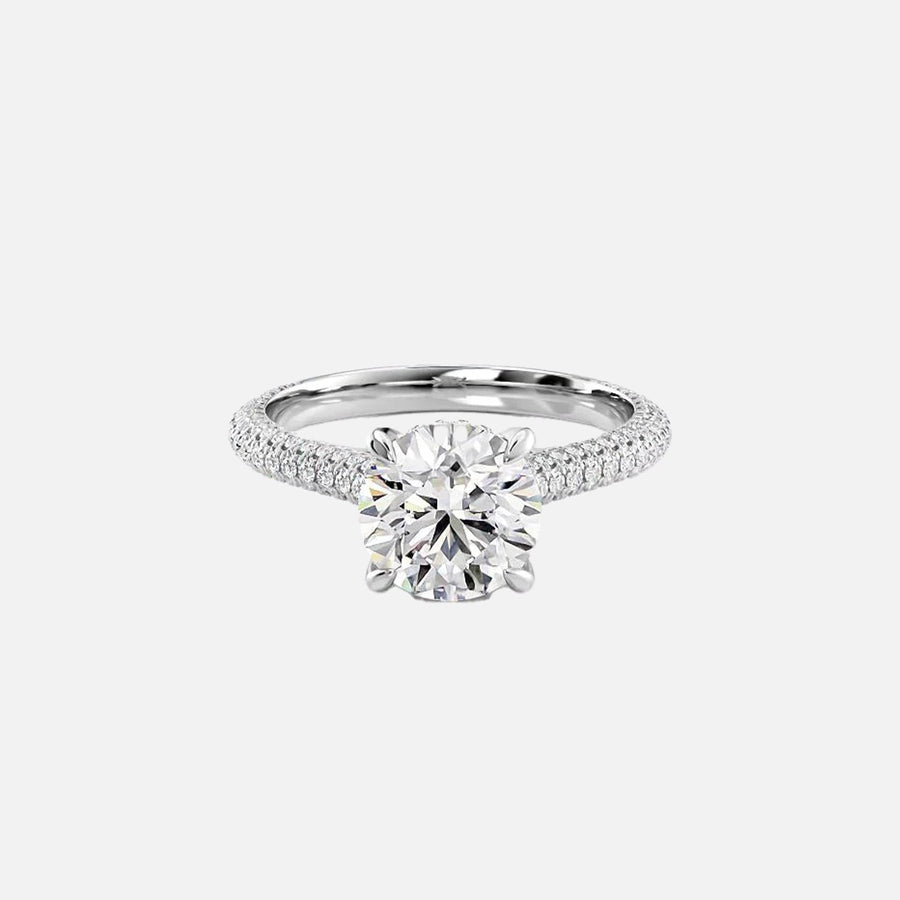  The Rachel Round Moissanite Ring 18k White Gold 001