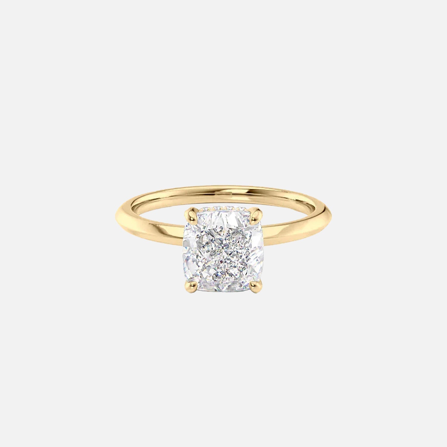 The Razor Kamellie Cushion Moissanite Ring 14k Yellow Gold 001