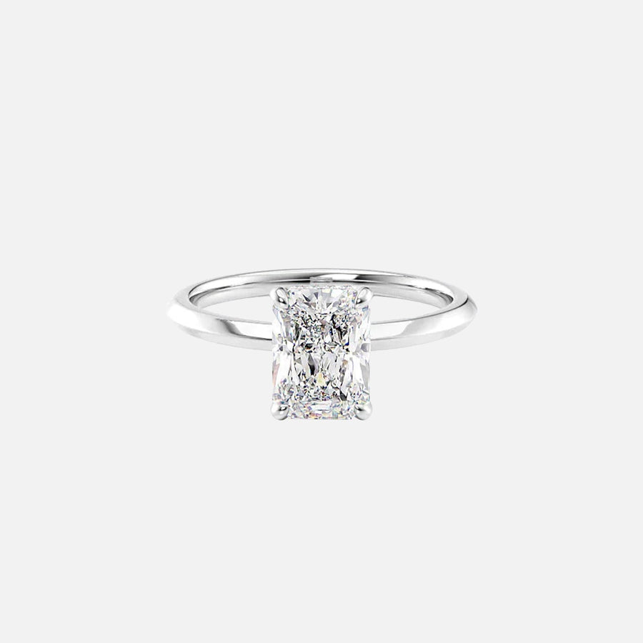  The Razor Kamellie Radiant Moissanite Ring 18k White Gold 001