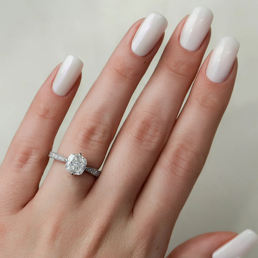  The Rebecca Cushion Lab Diamond Ring 14k White Gold 003 Final