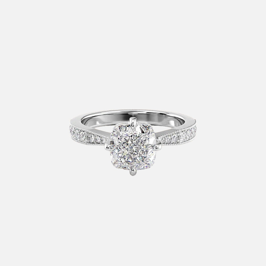  The Rebecca Cushion Lab Diamond Ring 18k White Gold 001