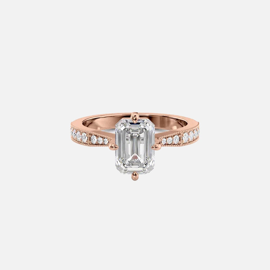  The Rebecca Emerald Lab Diamond Ring 18k Rose Gold 001