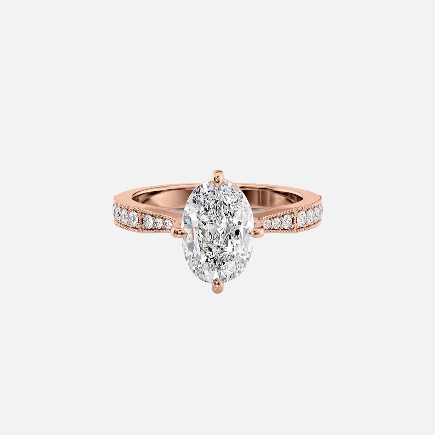  The Rebecca Oval Lab Diamond Ring 14k Rose Gold 001