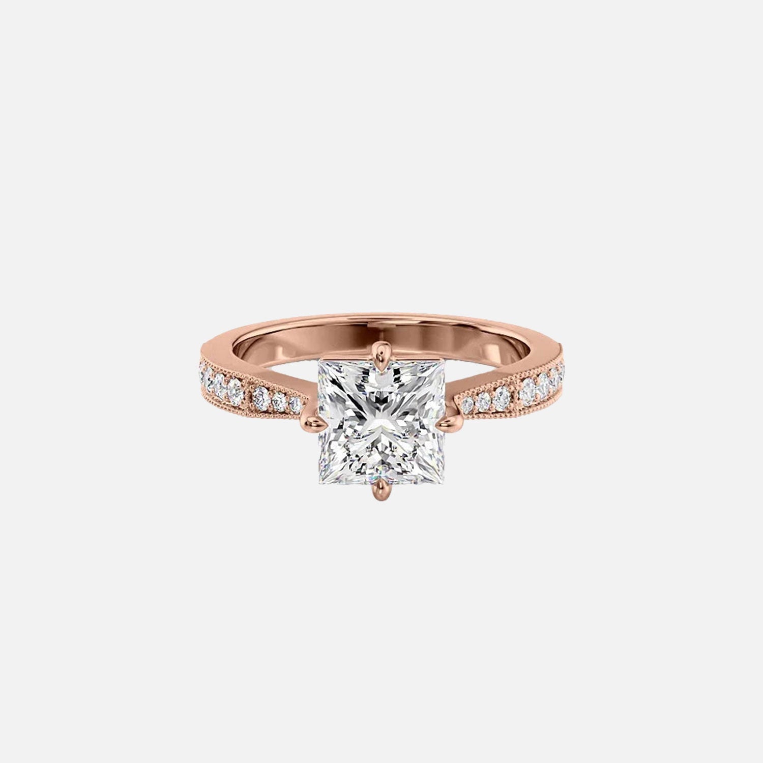  The Rebecca Princess Lab Diamond Ring 14k Rose Gold 001