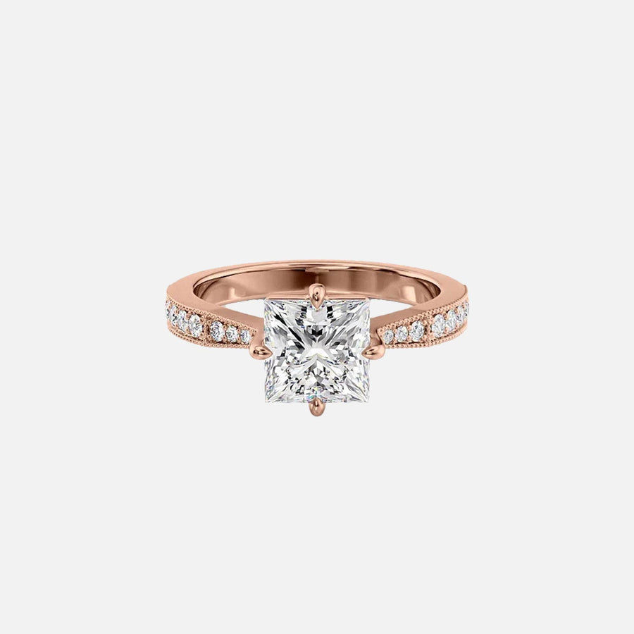  The Rebecca Princess Moissanite Ring 14k Rose Gold 001