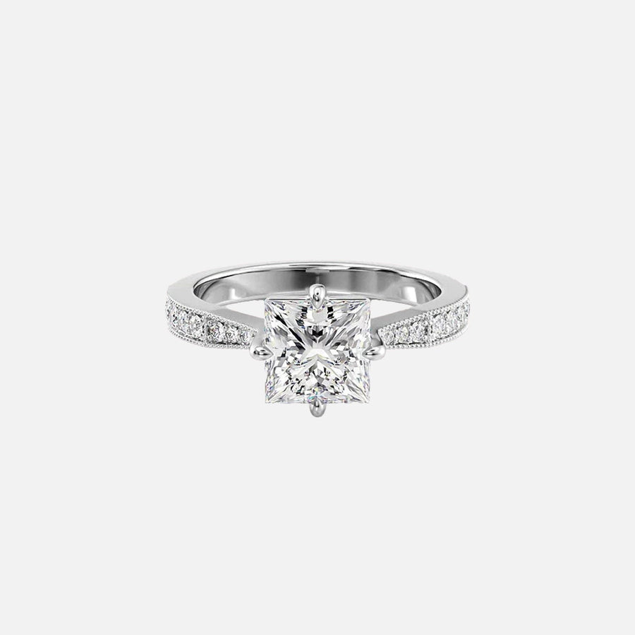  The Rebecca Princess Moissanite Ring 18k White Gold 001