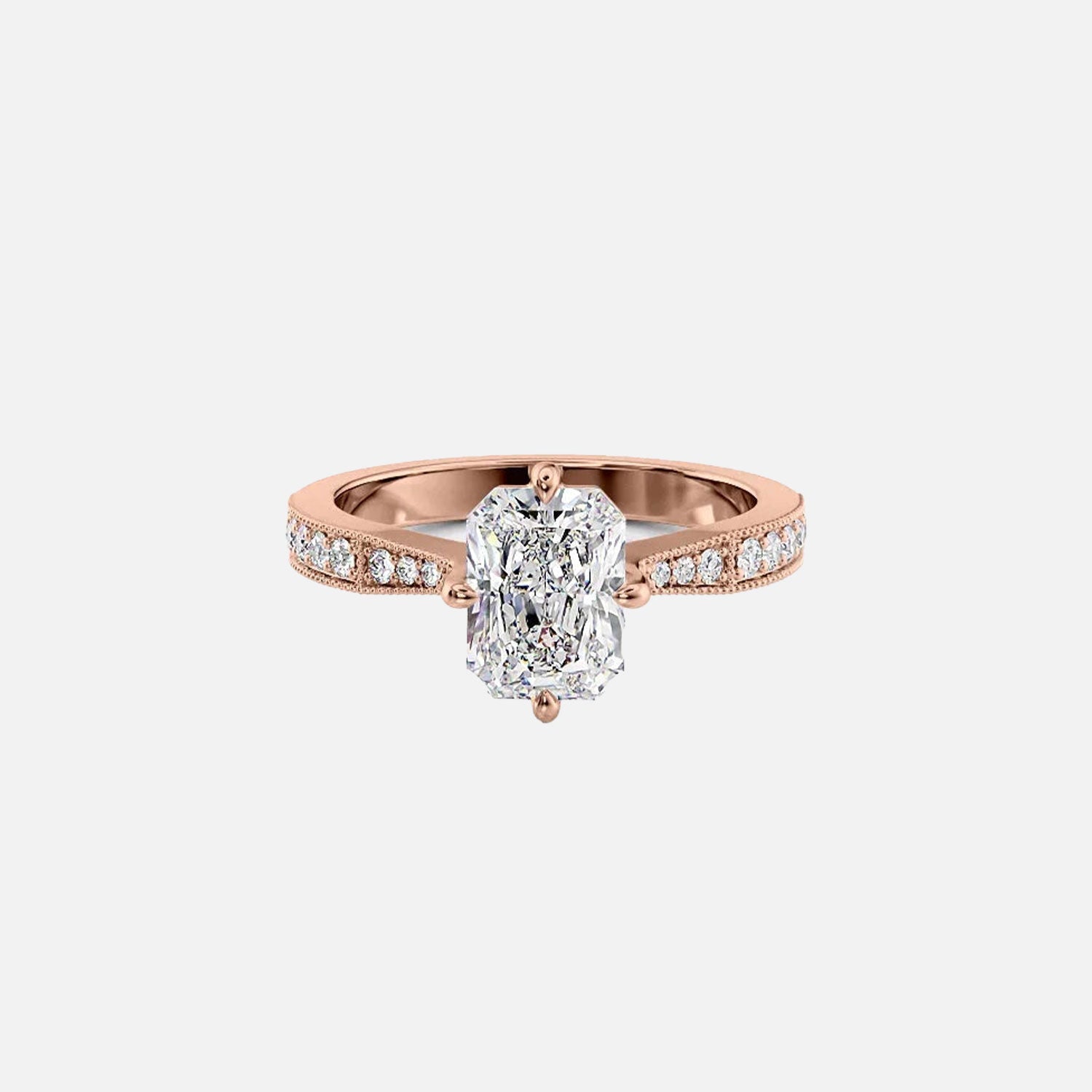  The Rebecca Radiant Lab Diamond Ring 14k Rose Gold 001