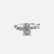  The Robin Emerald Moissanite Ring 14k White Gold 001