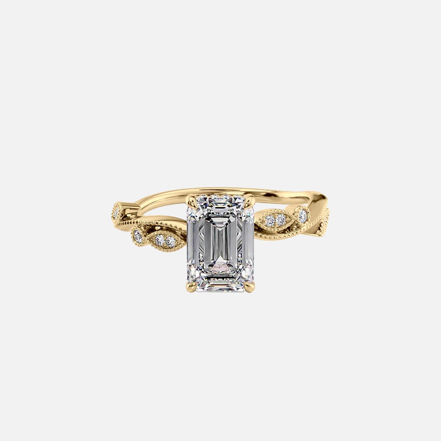 The Robin Emerald Moissanite Ring 14k Yellow Gold 001