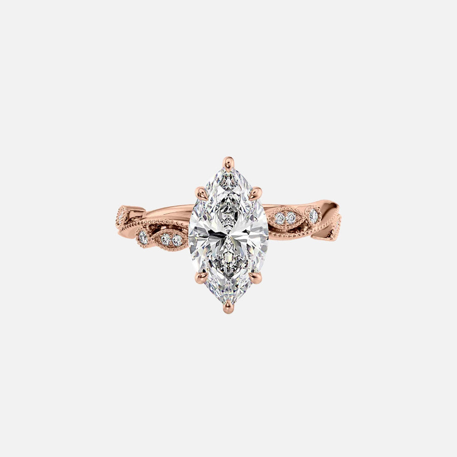  The Robin Marquise Moissanite Ring 14k Rose Gold 001