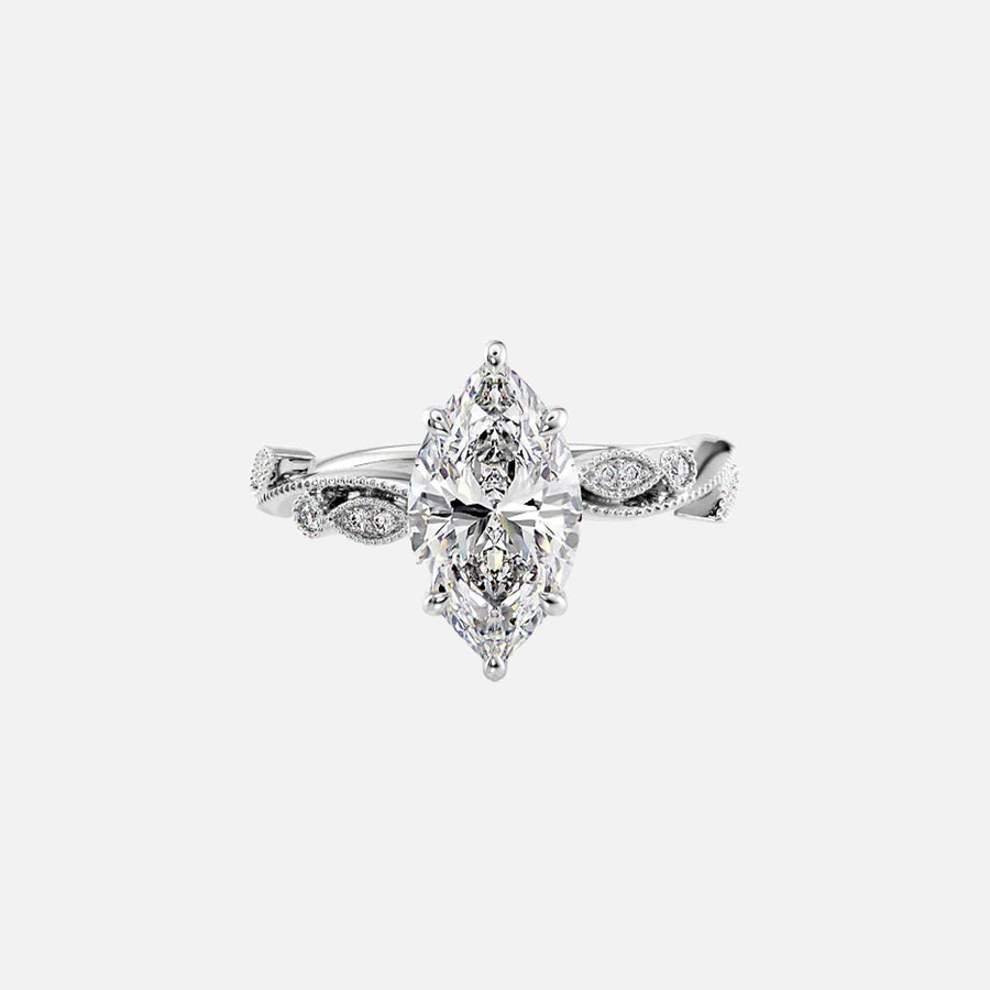  The Robin Marquise Moissanite Ring 18k White Gold 001