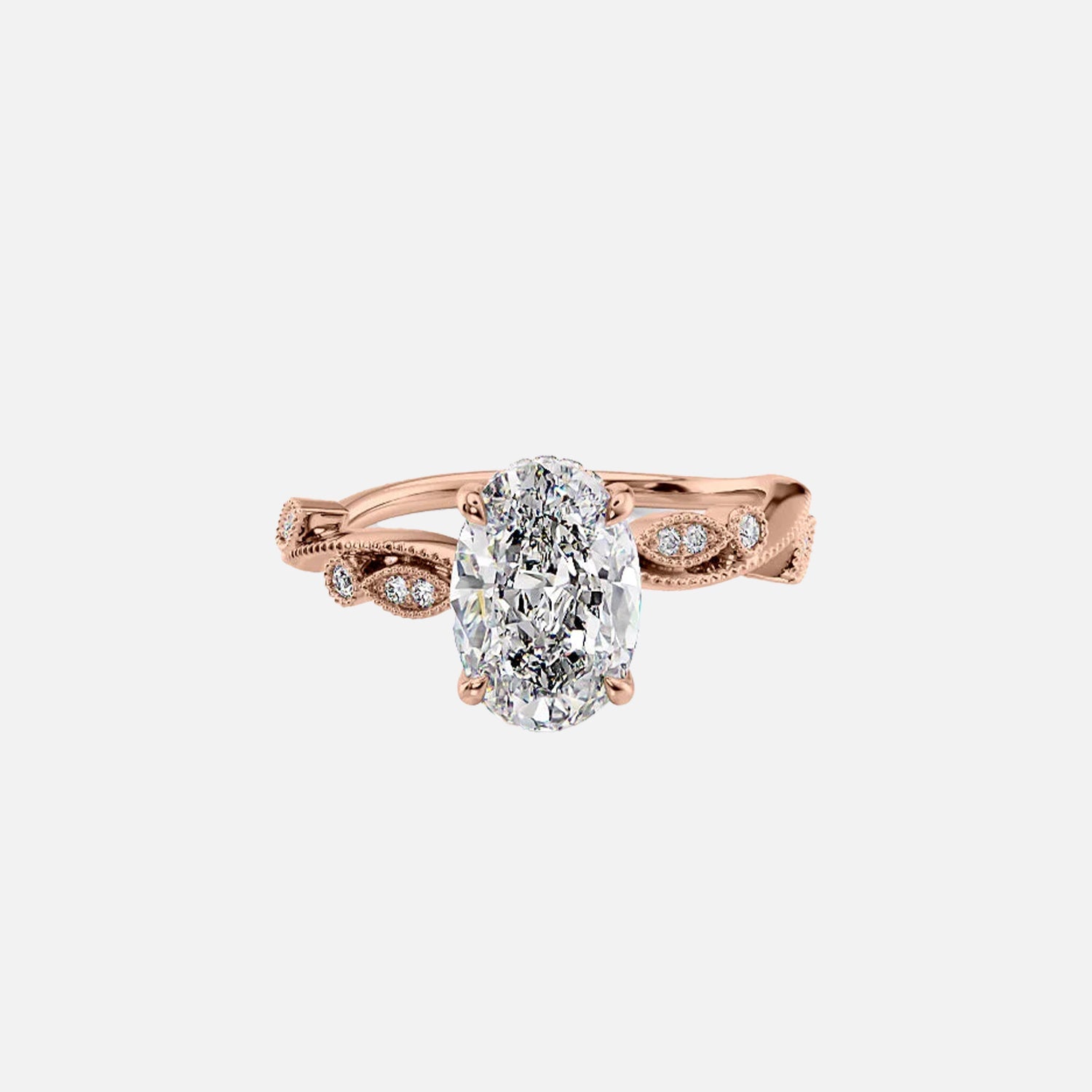  The Robin Oval Lab Diamond Ring 14k Rose Gold 001