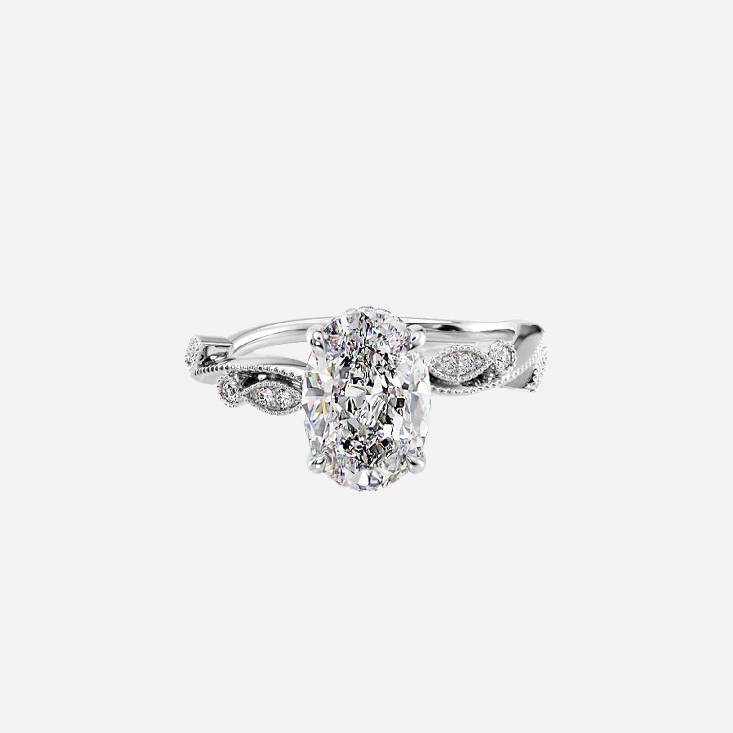  The Robin Oval Lab Diamond Ring 14k White Gold 001