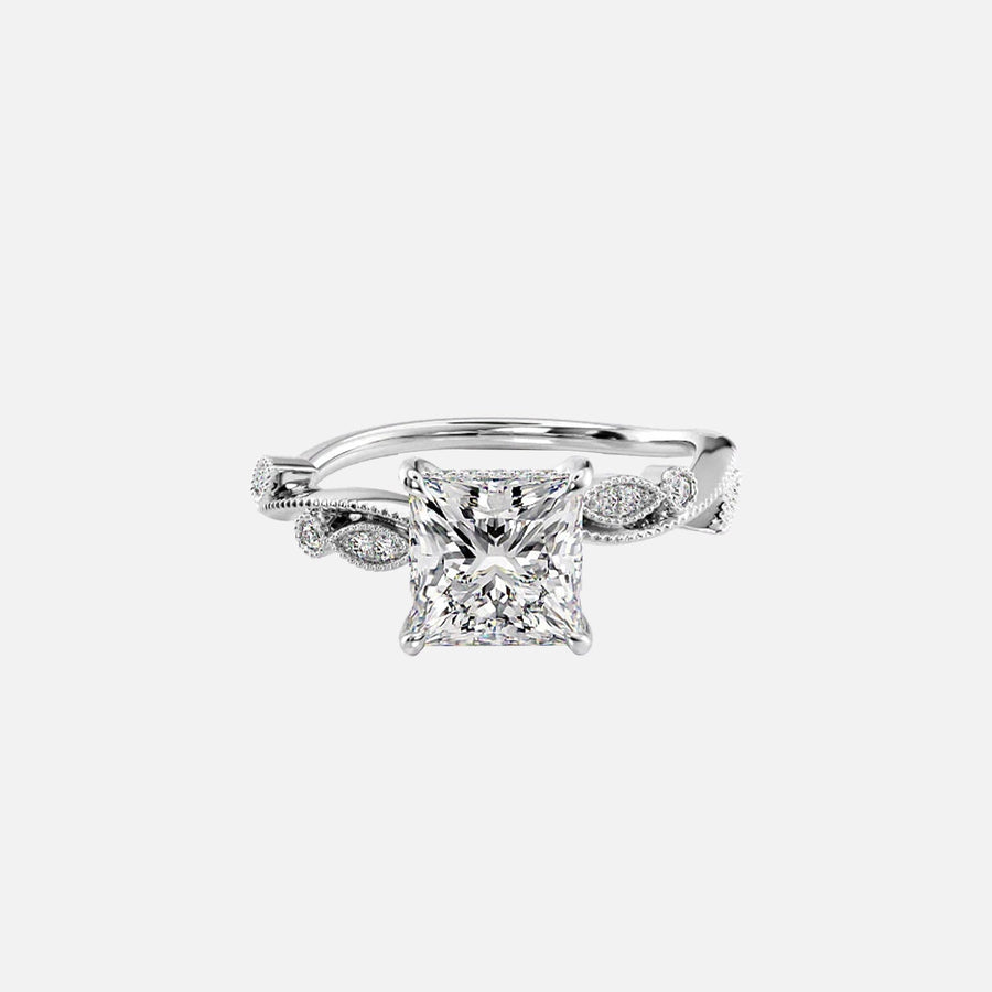  The Robin Princess Moissanite Ring 14k White Gold 001