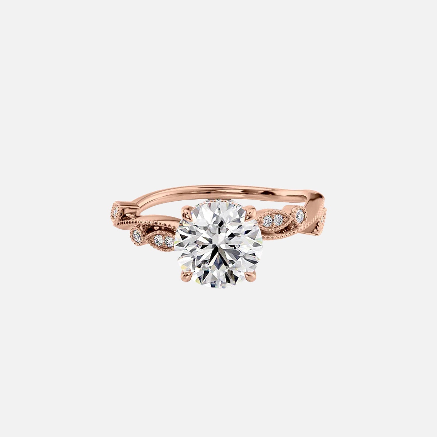  The Robin Round Lab Diamond Ring 14k Rose Gold 001