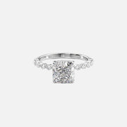  The Round Khloe Cushion Lab Diamond Ring 14k White Gold 001