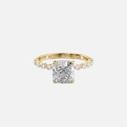 The Round Khloe Cushion Lab Diamond Ring 14k Yellow Gold 001