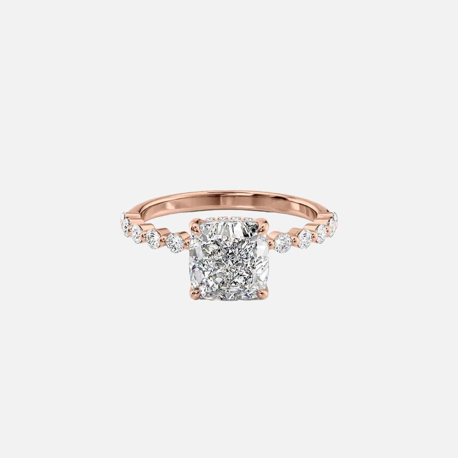  The Round Khloe Cushion Lab Diamond Ring 18k Rose Gold 001