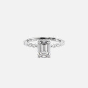  The Round Khloe Emerald Moissanite Ring 18k White Gold 001