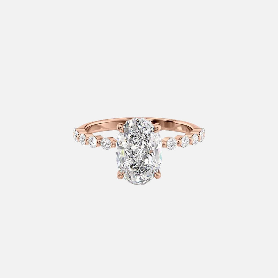  The Round Khloe Oval Lab Diamond Ring 14k Rose Gold 001