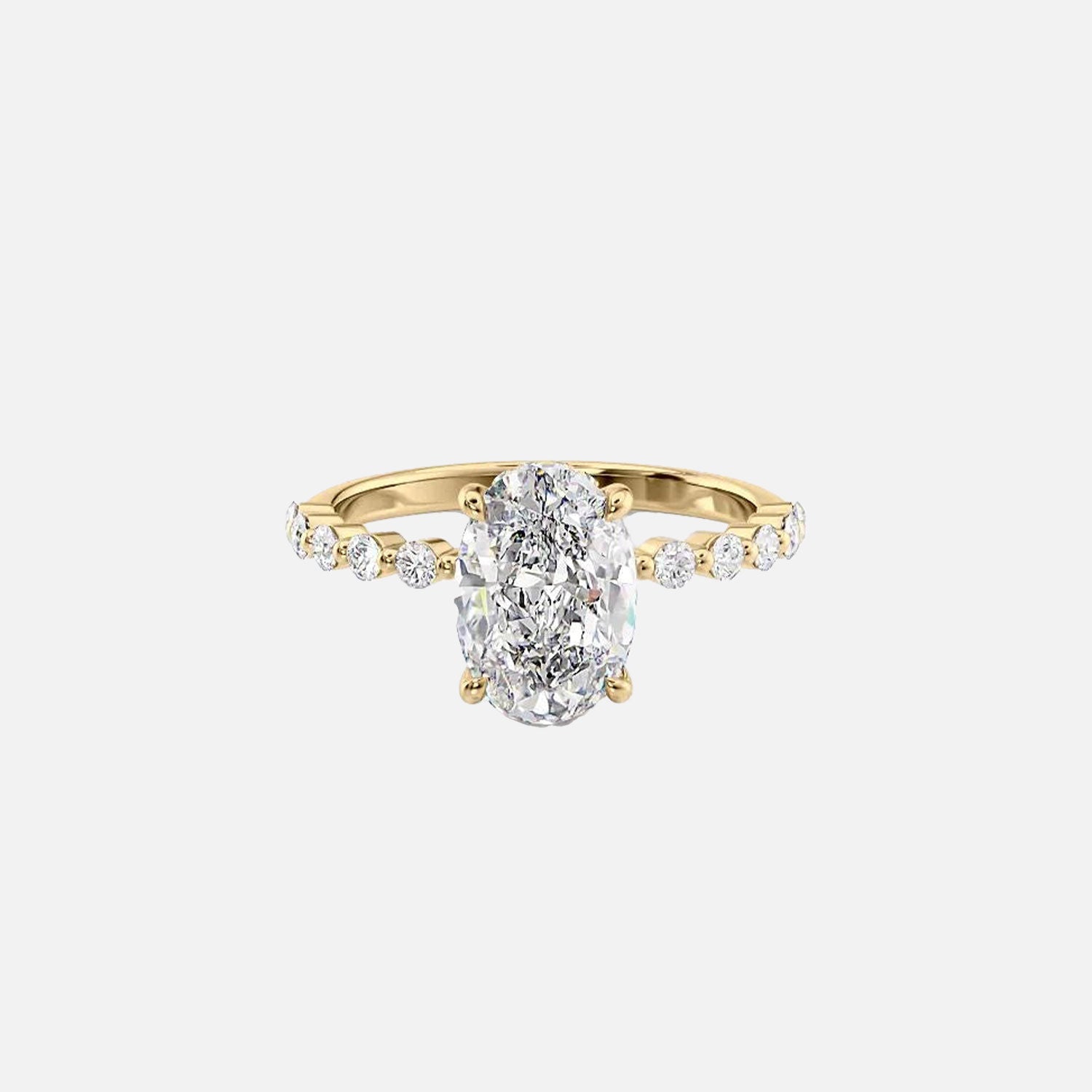 The Round Khloe Oval Lab Diamond Ring 14k Yellow Gold 001
