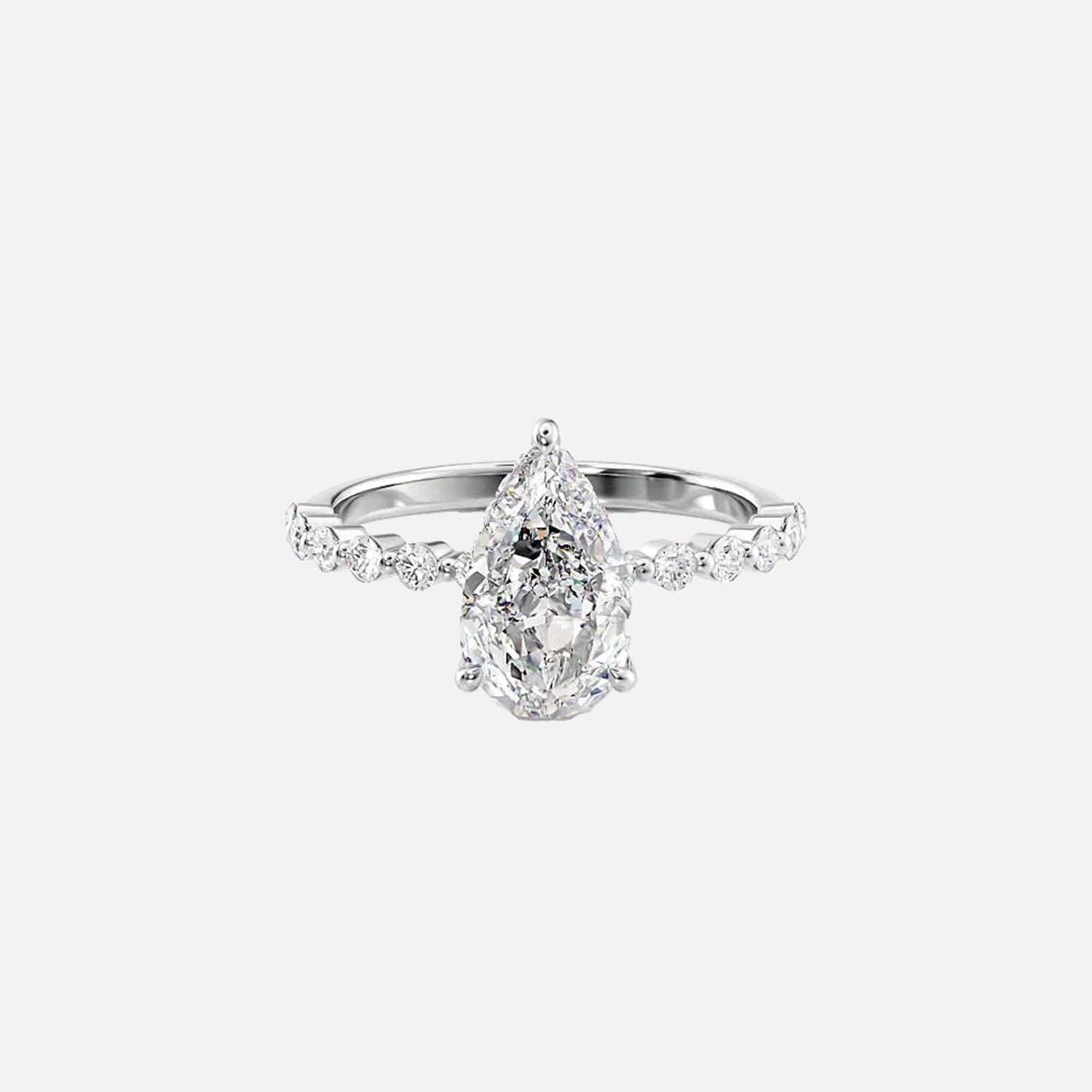  The Round Khloe Pear Lab Diamond Ring 14k White Gold 001