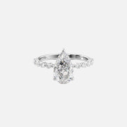  The Round Khloe Pear Lab Diamond Ring 18k White Gold 001