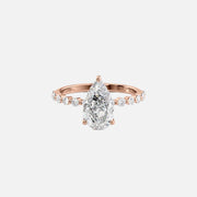  The Round Khloe Pear Moissanite Ring 14k Rose Gold 001