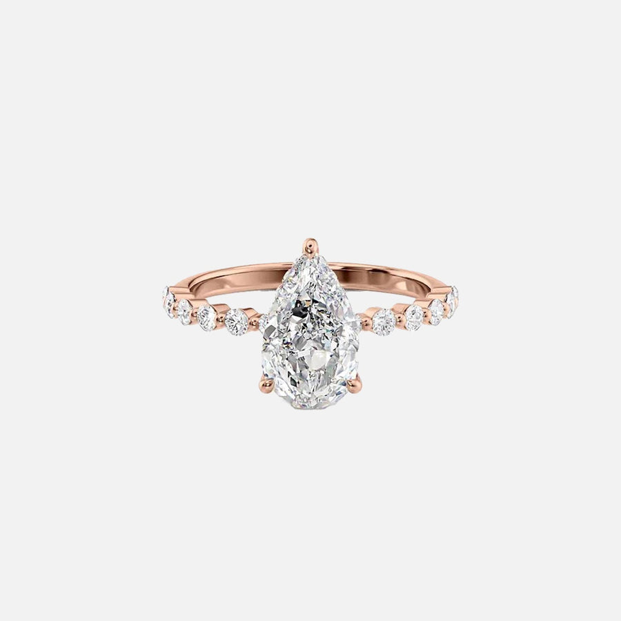  The Round Khloe Pear Moissanite Ring 14k Rose Gold 001