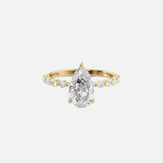  The Round Khloe Pear Moissanite Ring 18k Yellow Gold 001