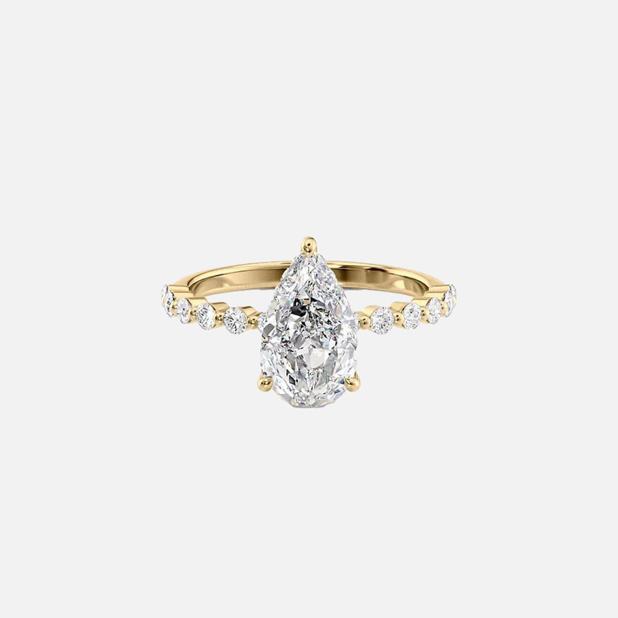  The Round Khloe Pear Moissanite Ring 18k Yellow Gold 001