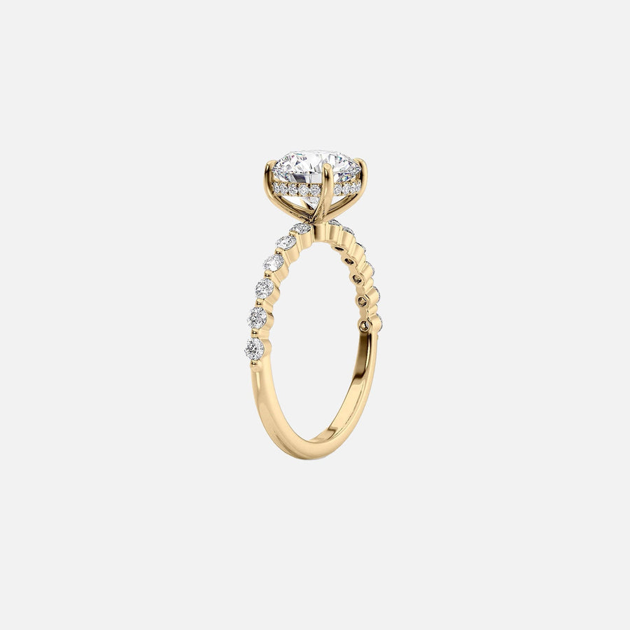  The Round Khloe Pear Moissanite Ring 18k Yellow Gold 002