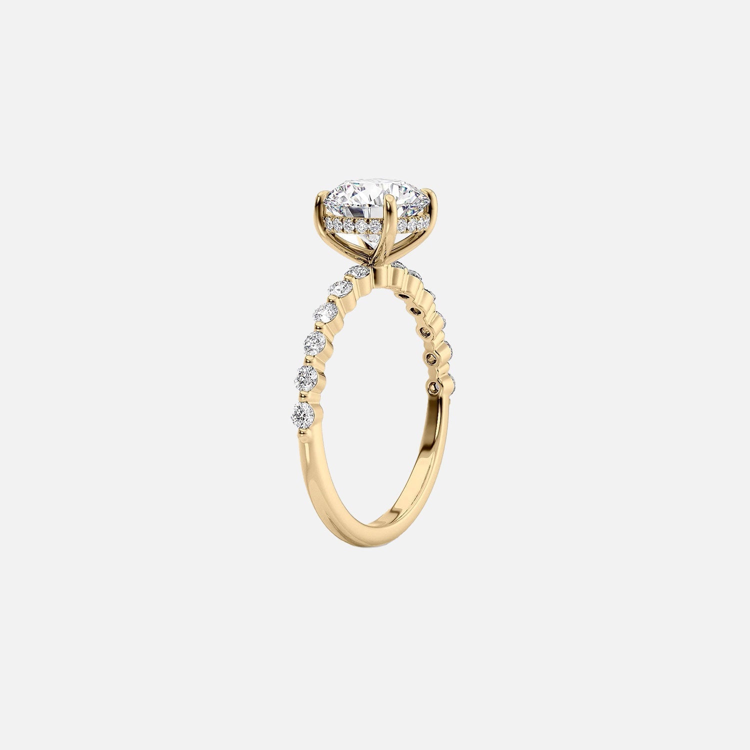  The Round Khloe Radiant Moissanite Ring 14k Yellow Gold 002