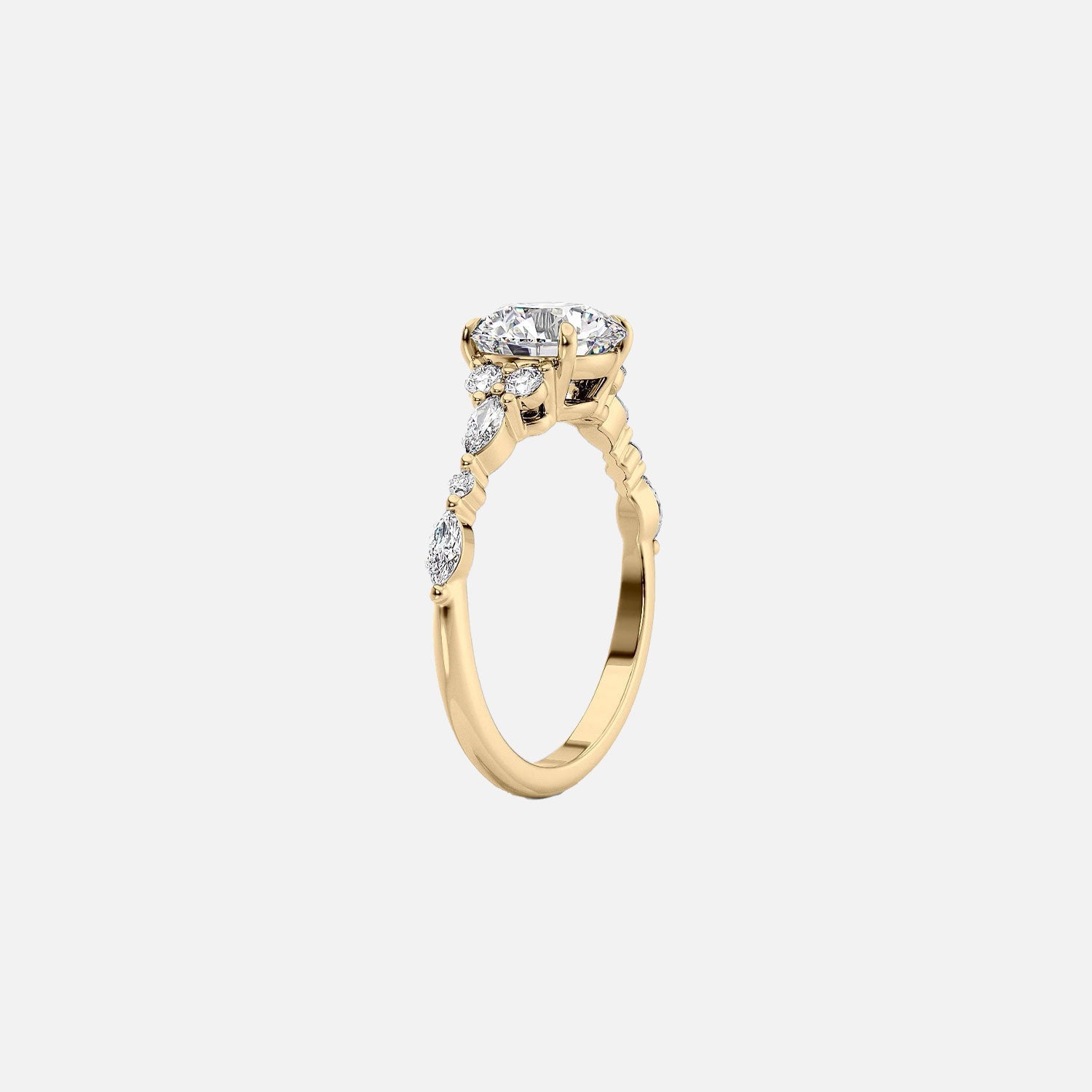  The Round Kristen Cushion Lab Diamond Ring 14k Yellow Gold 002