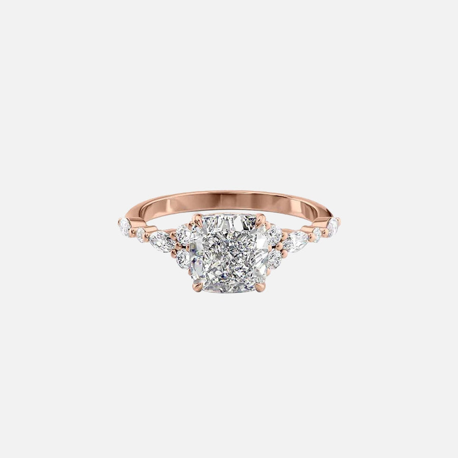  The Round Kristen Cushion Moissanite Ring 18k Rose Gold 001
