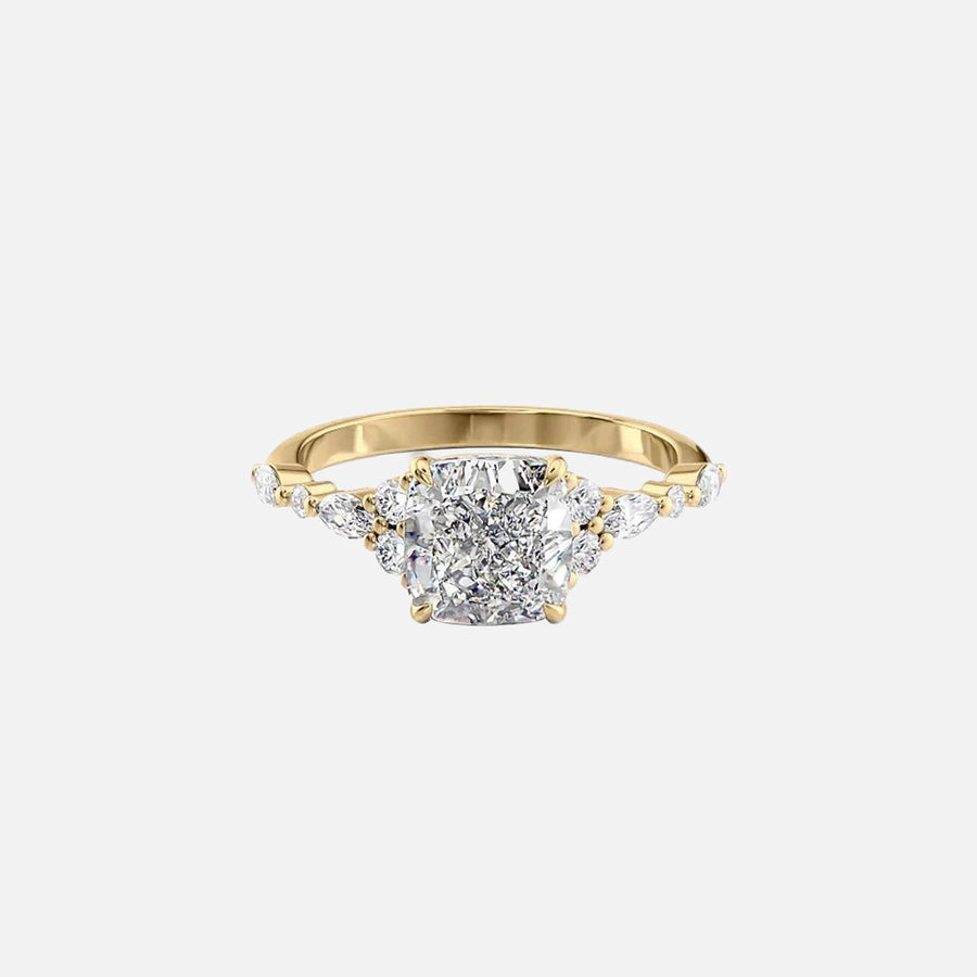  The Round Kristen Cushion Moissanite Ring 18k Yellow Gold 001