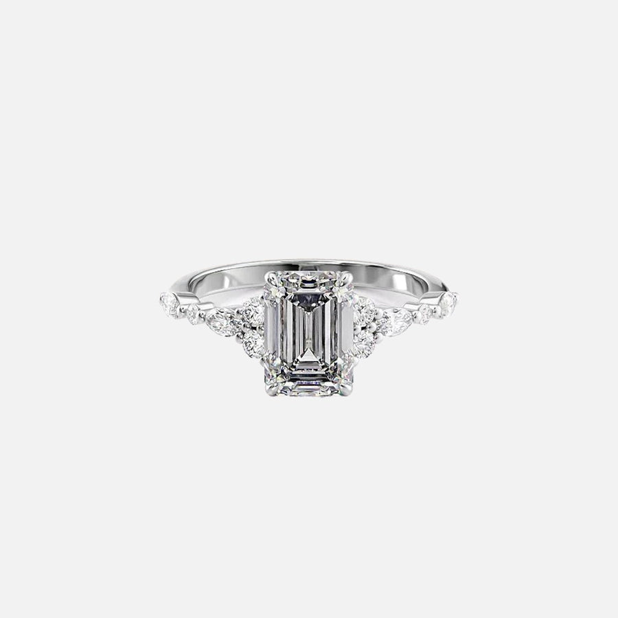  The Round Kristen Emerald Lab Diamond Ring 18k White Gold 001