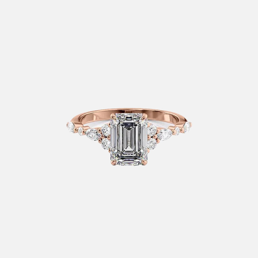  The Round Kristen Emerald Moissanite Ring 14k Rose Gold 001