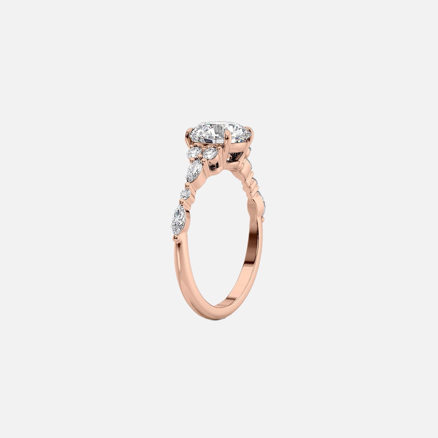  The Round Kristen Oval Lab Diamond Ring 14k Rose Gold 002