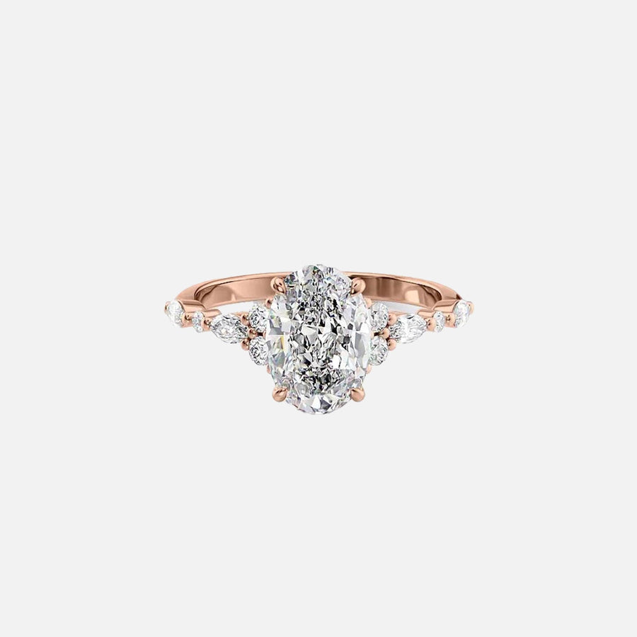  The Round Kristen Oval Lab Diamond Ring 18k Rose Gold 001