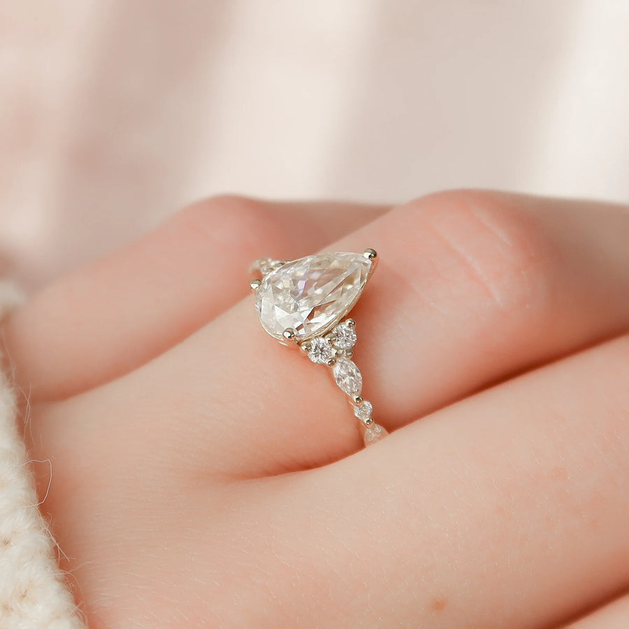  The Round Kristen Pear Lab Diamond Ring 14k Yellow Gold 003 Final